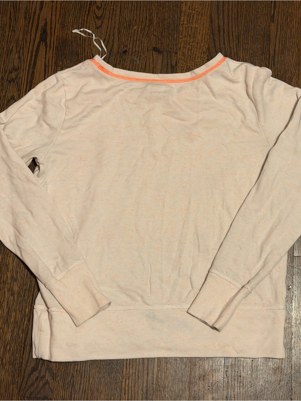 aerie Cream Knit Top with Neon Orange Trim